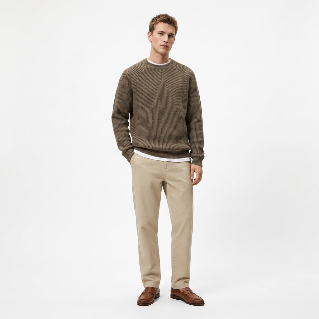 Sweter bawełniany męski prążkowany – prążkowany sweter