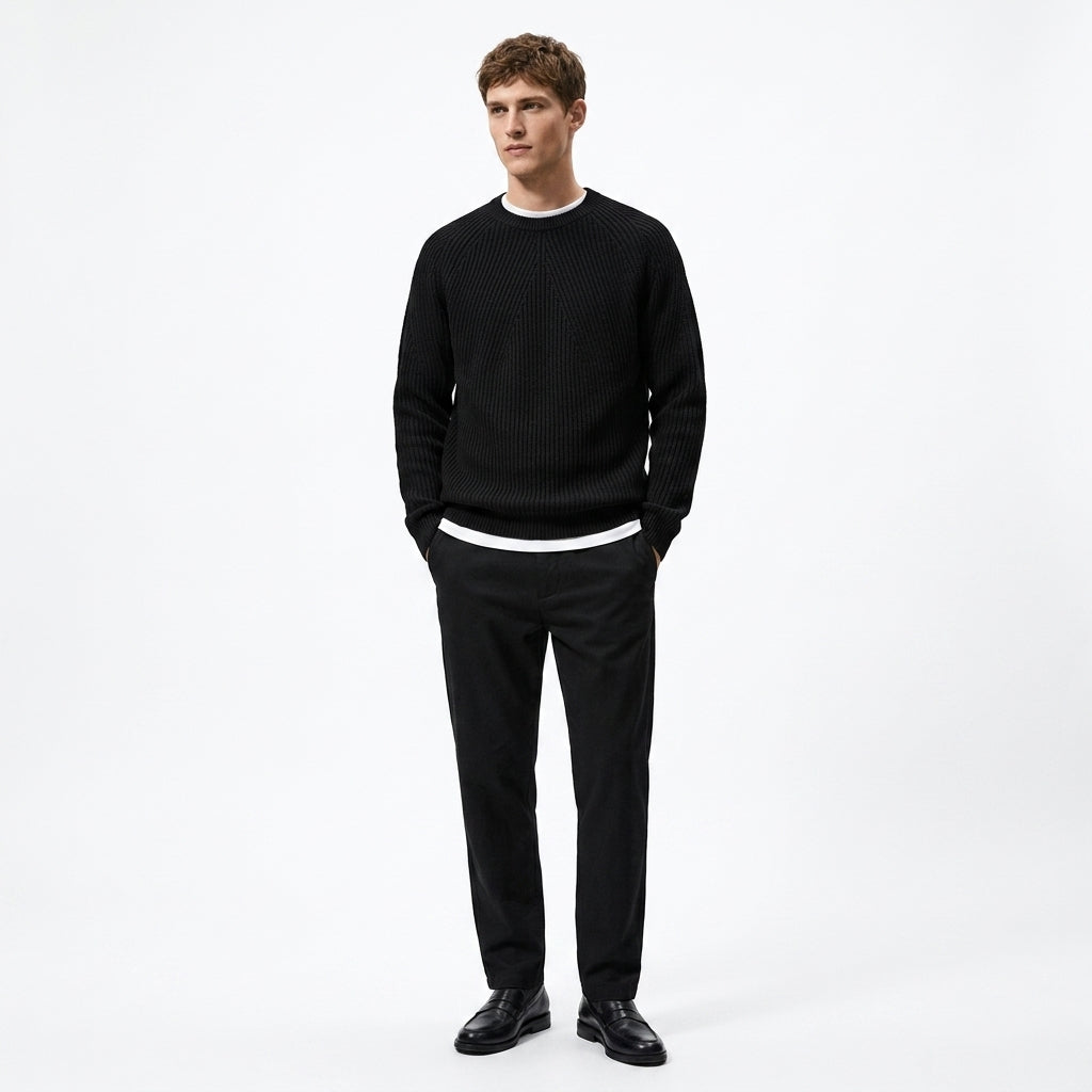 Sweter bawełniany męski prążkowany – prążkowany sweter