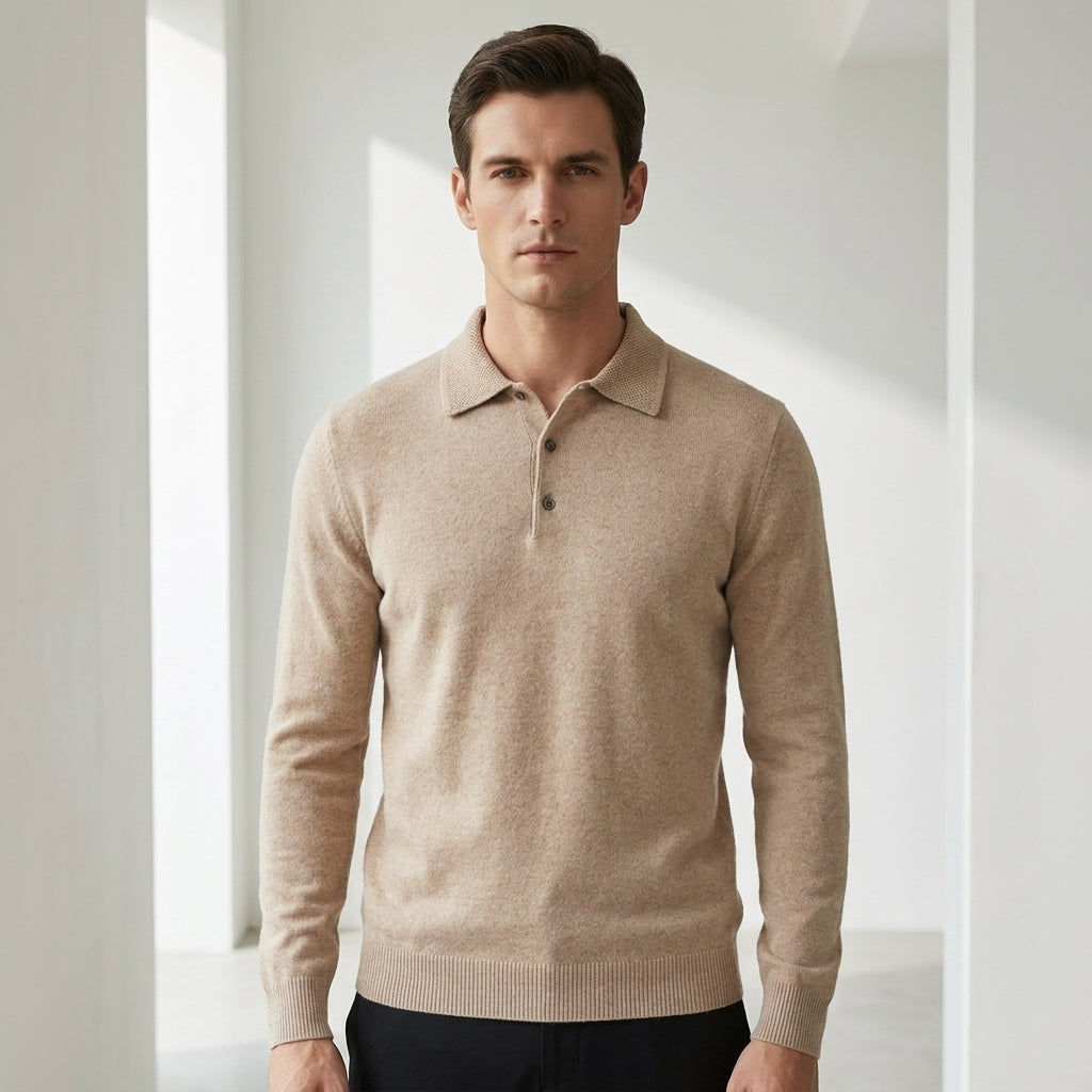 Sweter polo męski z wełny merino – merino polo sweter