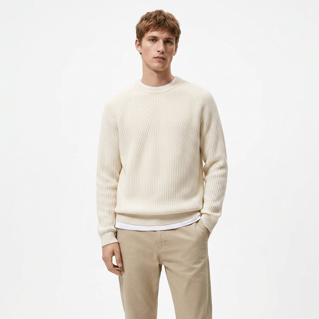 Sweter bawełniany męski prążkowany – prążkowany sweter