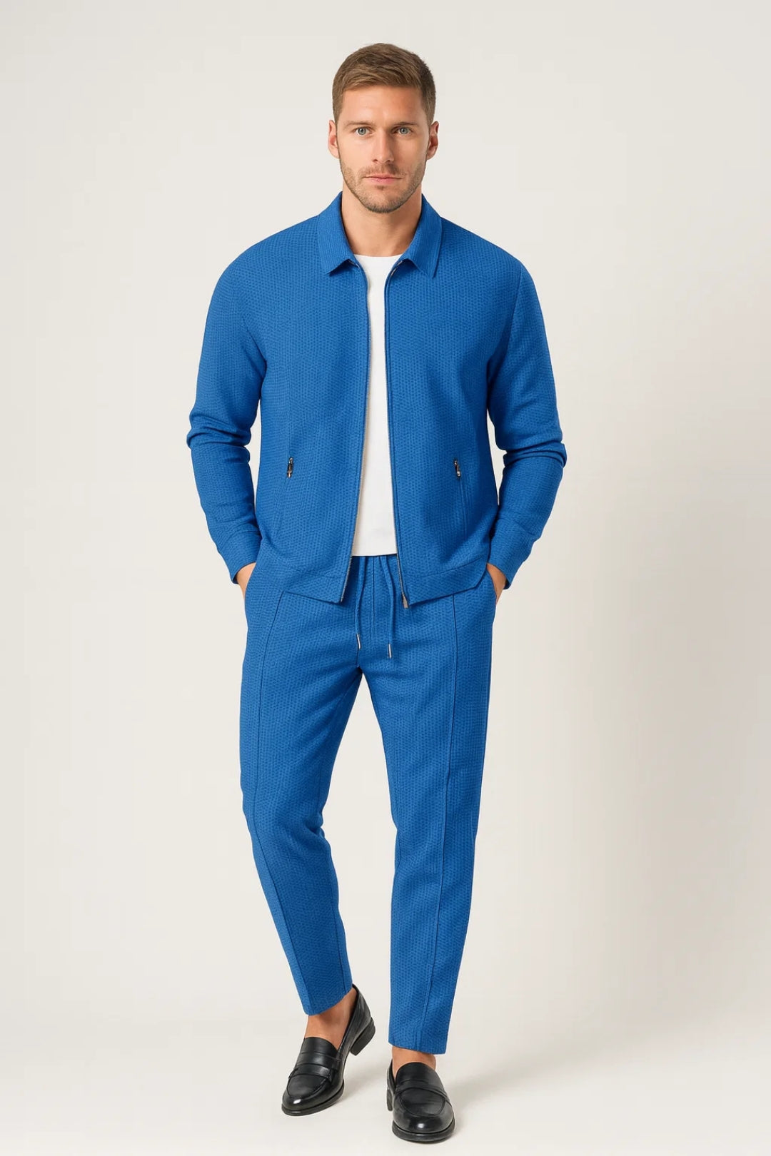 Męski zestaw co-ord | Kurtka na zamek i spodnie tapered