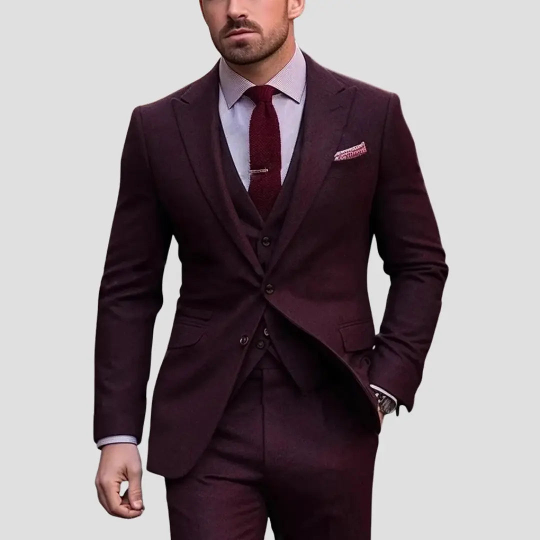 Trzyczęściowy garnitur męski slim fit | Marynarka, kamizelka i spodnie