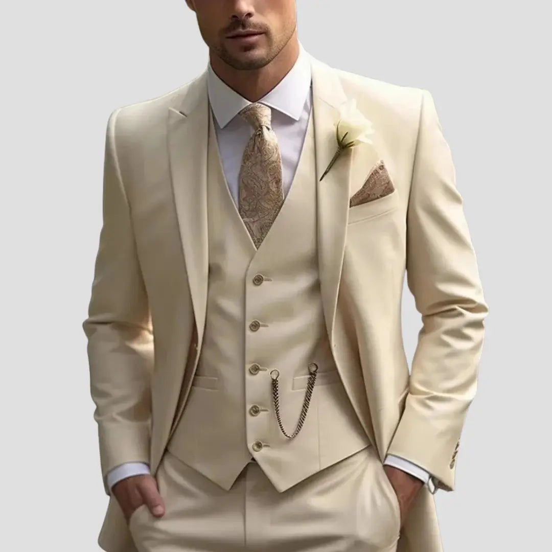 Trzyczęściowy garnitur męski slim fit | Marynarka, kamizelka i spodnie