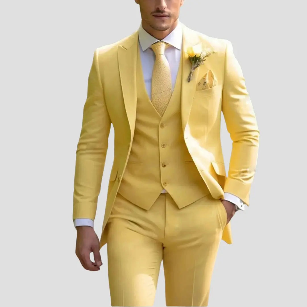 Trzyczęściowy garnitur męski slim fit | Marynarka, kamizelka i spodnie