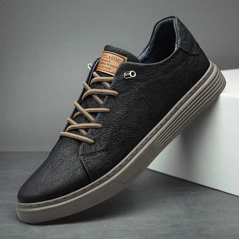 Męskie sneakersy z imitacji skóry | Neutralne kolory | Na co dzień