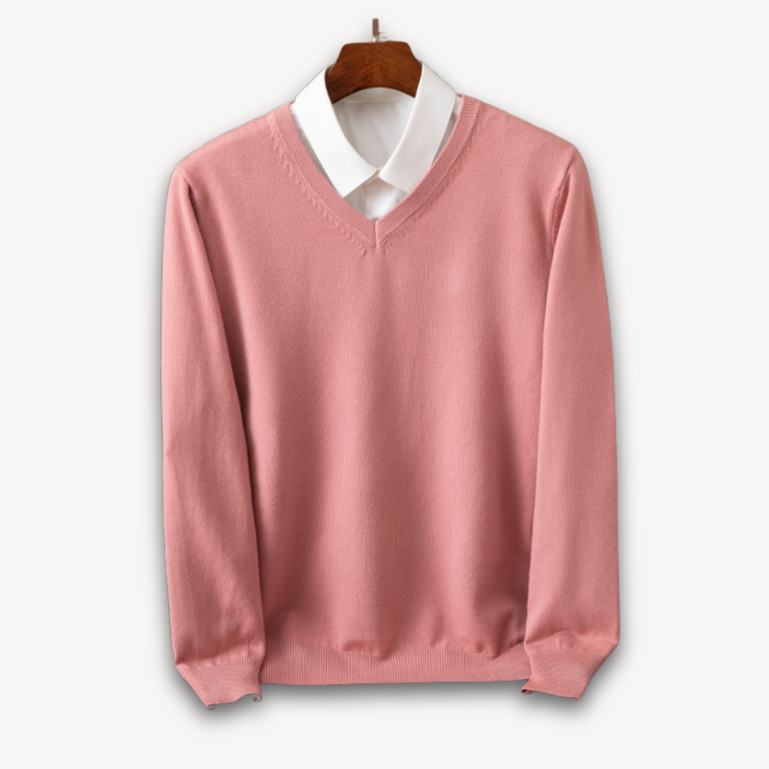 Sweter kaszmirowy męski z dekoltem V – kaszmirowy V-neck