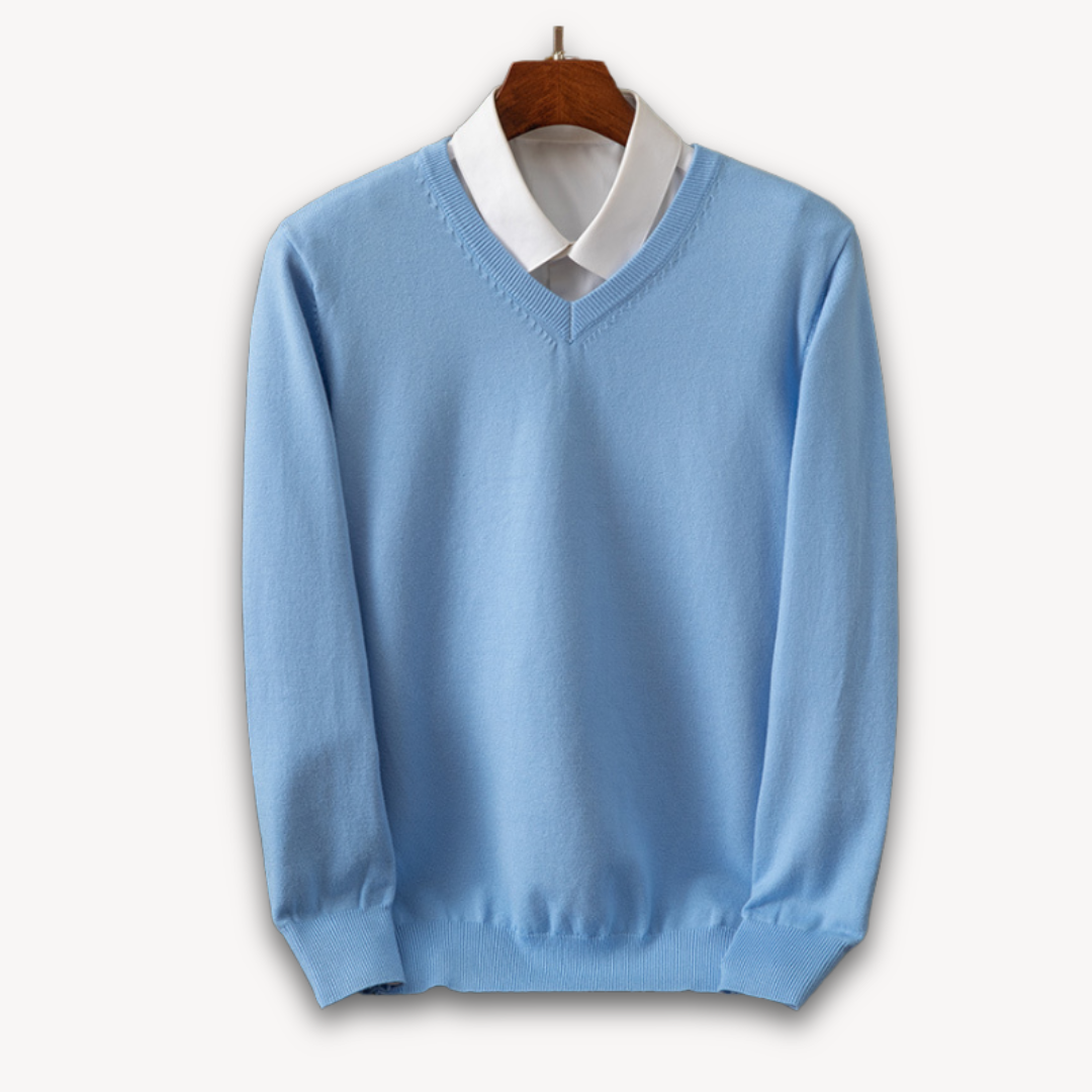 Sweter kaszmirowy męski z dekoltem V – kaszmirowy V-neck