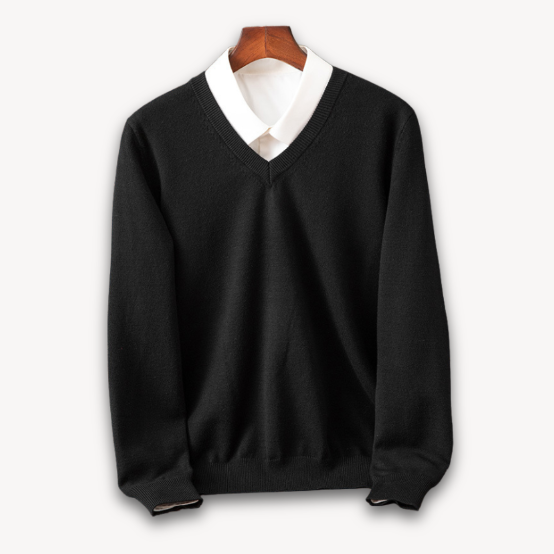 Sweter kaszmirowy męski z dekoltem V – kaszmirowy V-neck