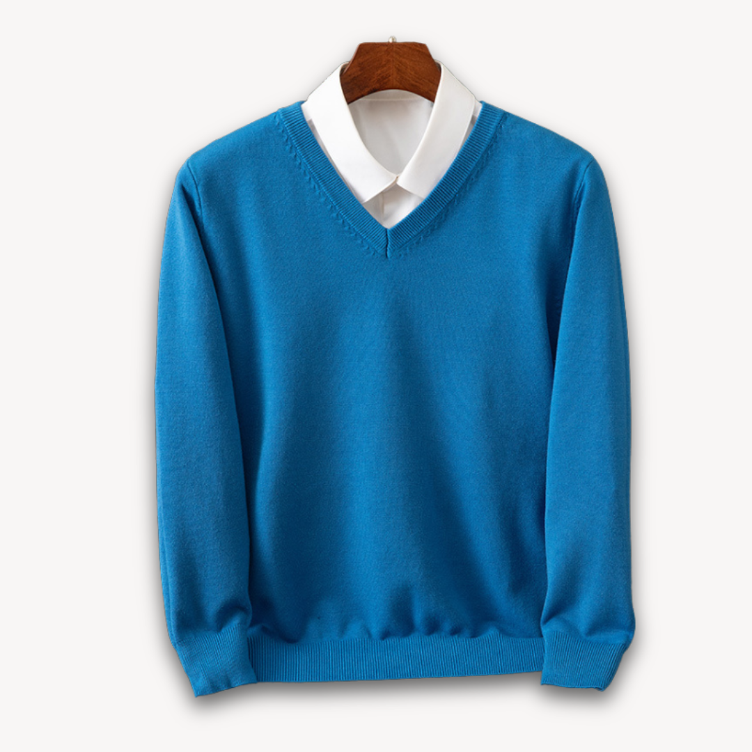 Sweter kaszmirowy męski z dekoltem V – kaszmirowy V-neck