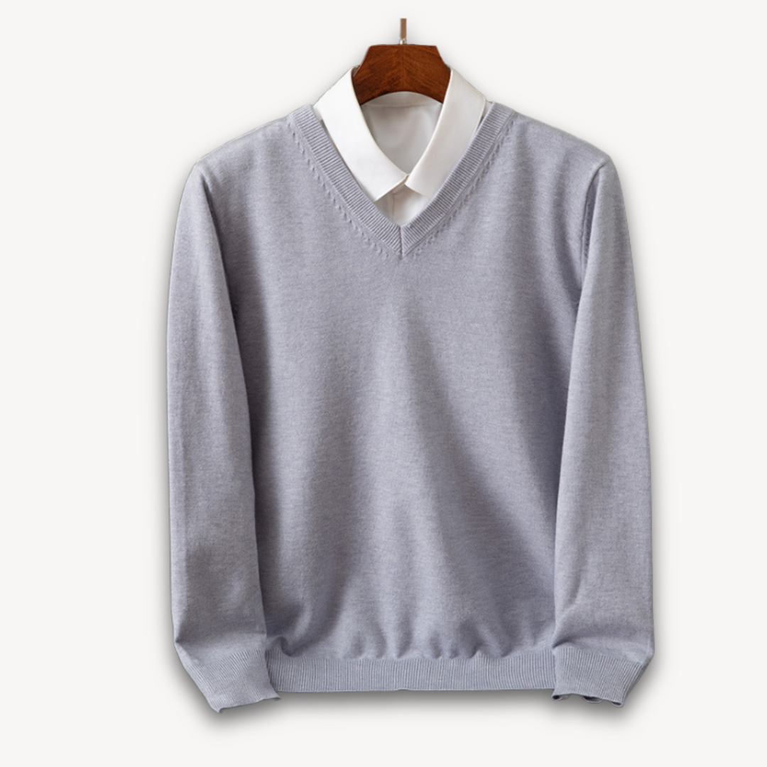 Sweter kaszmirowy męski z dekoltem V – kaszmirowy V-neck