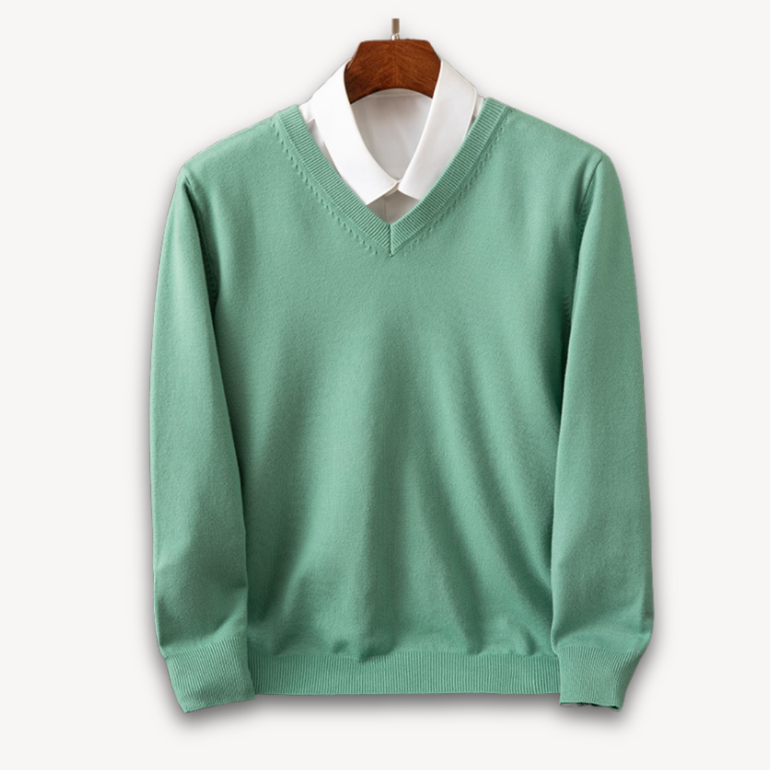 Sweter kaszmirowy męski z dekoltem V – kaszmirowy V-neck