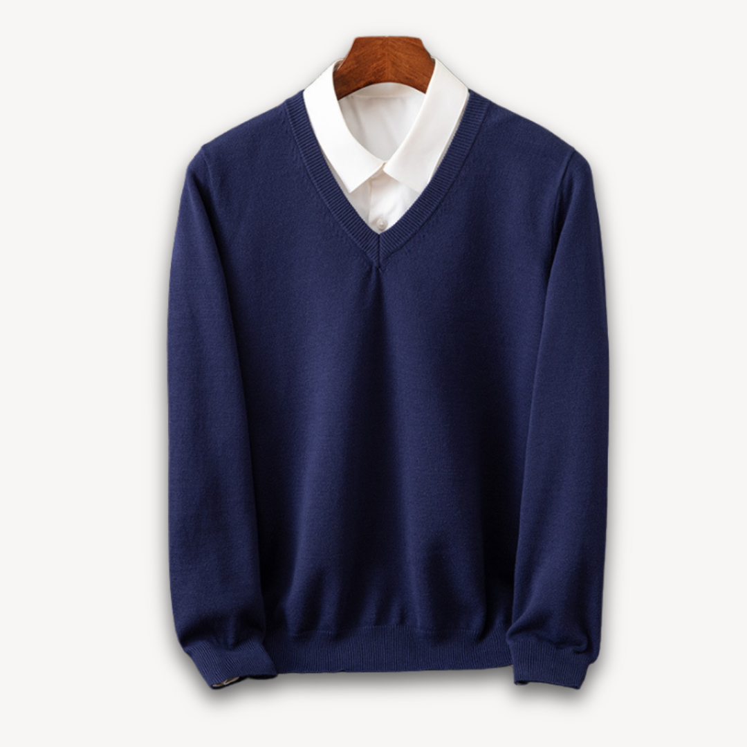 Sweter kaszmirowy męski z dekoltem V – kaszmirowy V-neck