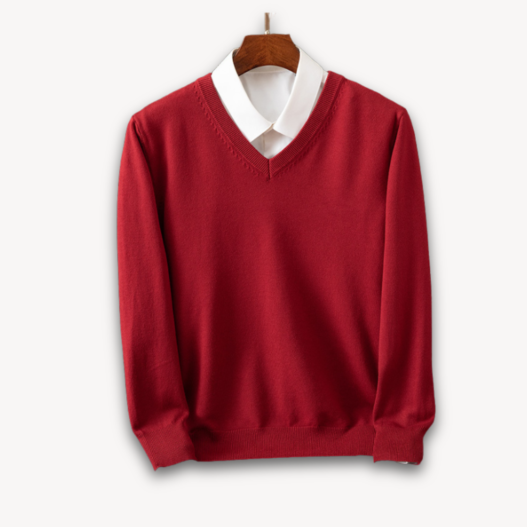 Sweter kaszmirowy męski z dekoltem V – kaszmirowy V-neck