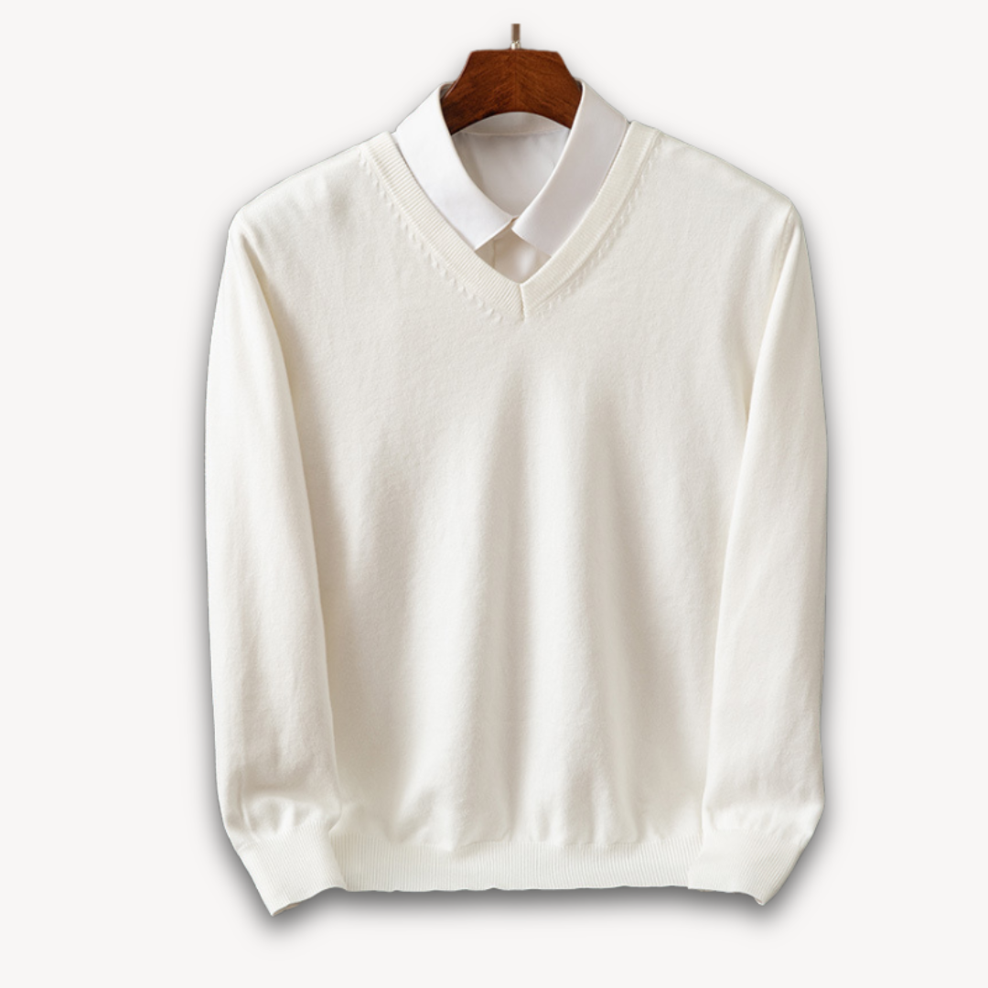 Sweter kaszmirowy męski z dekoltem V – kaszmirowy V-neck