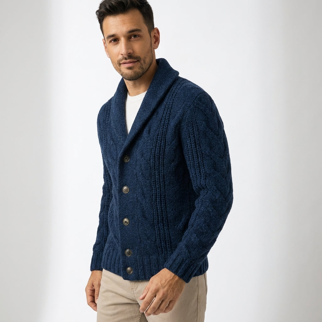 Męski kardigan na guziki elegancki styl i komfort na co dzień